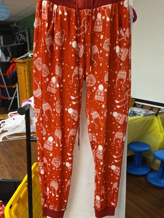 Pink Lily Other - Pink Lily Red Holiday Beanie Print Joggers for Kids